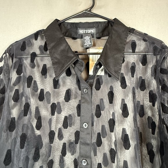 Hot Topic Coffin Blouse Women's Sheer Goth Gothic Dark Witchy Whimsygoth XL - Picture 4 of 7